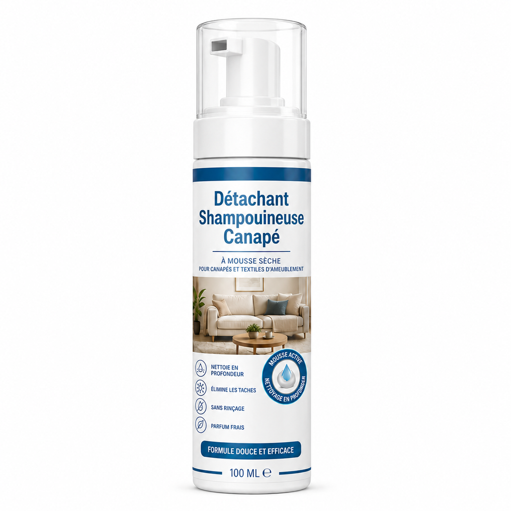 Détachant shampouineuse canapé Nettovia, flacon mousse sèche 100 ml