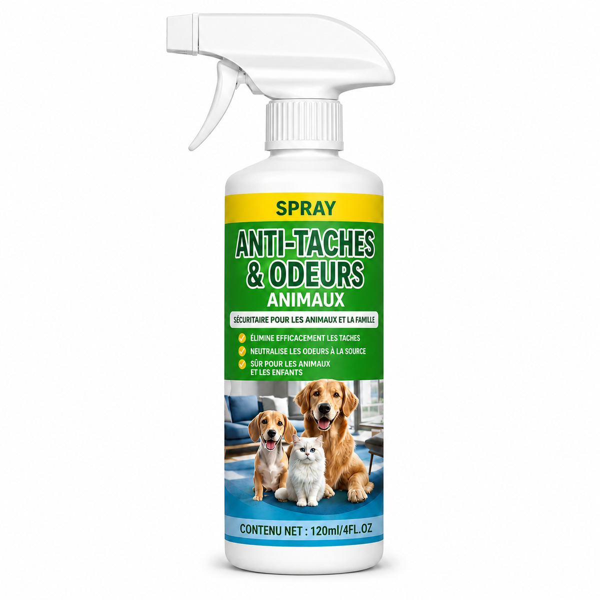 Produit shampouineuse spécial animaux Nettovia, spray anti-taches et odeurs 120 ml